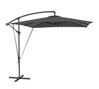 Outsunny Parasol Excéntrico 247x247 cm Sombrilla de Jardín con Base Cruzada Toldo Giratorio 360° Manivela Funda Protectora y Cuerda de Viento Anti-UV 50+ para Terraza Patio Gris Oscuro