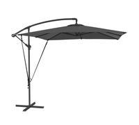 Outsunny Parasol Excéntrico 247x247 cm Sombrilla de Jardín con Base Cruzada Toldo Giratorio 360° Manivela Funda Protectora y Cuerda de Viento Anti-UV 50+ para Terraza Patio Gris Oscuro