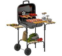 Outsunny Parrilla de carbón BBQ portátil, 3 estantes, negro | Área de cocción 1840 cm², ventilación ajustable, tapa con cierre, ruedas, cocina al aire libre, fiesta en el jardín