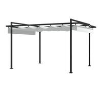 Outsunny Pérgola 3x4 m con Techo Retráctil de Poliéster Blanco y Gris Oscuro BLANCO