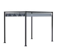 Outsunny Pérgola 4x3 m Cenador de Jardín Pabellón de Diseño Elegante con Techo Retráctil de Poliéster con Recubrimiento Resistente Anti-UV Impermeable para Celebraciones Fiestas Bodas Dark gray 400x30