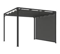 Outsunny Pérgola Bioclimática 3x3 m de Aluminio para Exterior con Techo Retráctil Lateral Enrollable UPF30+ Gris Aosom España