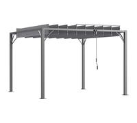Outsunny Pérgola Cenador de Jardín Gazebo con Diseño de Lamas Superior Giratorio hasta 135° Marco de Aluminio y Protección UV 50+ Pabellón para Patio Terraza Balcón Gris 3x3m