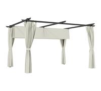 Outsunny Pérgola con Techo Retráctil 4x3 m Cenador con Paredes Laterales Anti-UV Resistente al Agua para Jardín Patio Crema