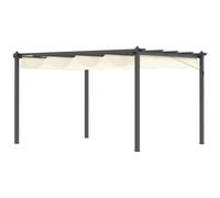 Outsunny Pérgola de Aluminio 4x3 m Cenador de Jardín con Techo Retráctil Tela de Poliéster y 8 Orificios de Drenaje para Patio Terraza Exterior Cream 396x296x220cm