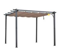 Outsunny Pérgola de Aluminio Gazebo Cenador 3x3m para Jardín Patio o Terraza con Techo Retráctil Tela Poliéster Resistente a Agua y UV Charcoal gray 300x300x223cm