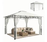 Outsunny, pérgola de jardín, 3x3,6 metros, con mosquitera, techo doble, color