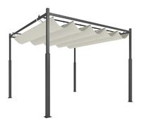 Outsunny Pérgola de Jardín 3x3 m con Techo Retráctil UV30+ Blanco Crema | Accesorio Magnético, Cenador de Jardín, Columnas Metálicas, Ganchos, Pabellón para Patio Terraza Exterior