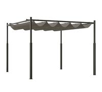 Outsunny Pérgola de Jardín 3x3 m con Techo Retráctil UV30+ Ganchos Gris | Accesorio Magnético, Cenador de Jardín, Columnas Metálicas, Ganchos, Pabellón para Patio Terraza Exterior