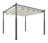 Outsunny Pérgola de Jardín 3x3 m con Techo Retráctil y Accesorio Magnético Protección UV30+ Columnas Metálicas y Ganchos Crema BLANCO