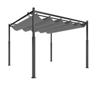 Outsunny Pérgola de Jardín 3x3 m con Techo Retráctil y Accesorio Magnético Gris Gris claro