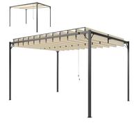 Outsunny Pérgola de Jardín 3x4 m, Cenador de Jardín con Techo de Lamas Orientables, Estructura de Metal, Protección UPF50+, Pabellón para Exterior, Patio, Terraza, Gris Oscuro Yellow Medium