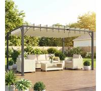 Outsunny Pérgola de Jardín 3x4 m, Cenador de Jardín con Techo de Lamas Orientables a 135°, Estructura de Aluminio, Protección UPF30+, Pabellón para Exterior, Patio, Terraza, Blanco Crema White