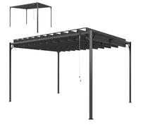 Outsunny Pérgola de Jardín 3x4 m, Cenador de Jardín con Techo de Lamas Orientables, Estructura de Metal, Protección UPF50+, Pabellón para Exterior, Patio, Terraza, Gris Oscuro Gray Medium