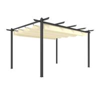 Outsunny Pérgola de Jardín 3x4 m con Techo Retráctil Marco Aluminio Crema | Cenador de Jardín con UPF 30+, Orificios de Drenaje, Pabellón para Exterior, Patio, Terraza
