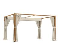 Outsunny Pérgola de Jardín 3x4 m con Techo Retráctil y 4 Paredes Laterales de Malla, Cenador de Jardín con Estructura de Aluminio, UPF30+, Pabellón para Exterior, Patio, Terraza, Natural Natural wood