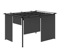 Outsunny Pérgola de Jardín 4x3 m Cenador para Exterior con Techo Retráctil 4 Cortinas Enrollables de Poliéster y Marco de Metal para Patio Terraza Gris Oscuro