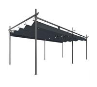 Outsunny pérgola de jardín 6x3 m con techo retráctil, cenador de jardín con upf30+, vigas de aluminio, estructura metálica, tela de poliéster, pabellón para exterior, terraza, gris oscuro 297 cm