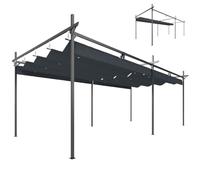 Outsunny Pérgola de jardín 6x3 m con techo retráctil UPF30+ Gris oscuro