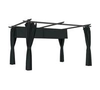 Outsunny Pérgola de Jardín con Techo Retráctil Pérgola 4x3 m con Paredes Laterales Cenador con Tela de Poliéster Anti-UV Resistente al Agua Pabellón para Patio Terraza Gris Oscuro Dark gray 390x300x22