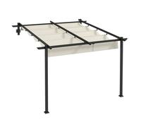Outsunny Pérgola de Pared Cenador de Jardín con Techo Retráctil de Poliéster y Marco de Acero para Celebraciones Fiestas Bodas Crema y Gris Oscuro 297x297x230cm