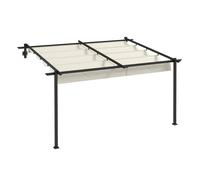 Outsunny Pérgola de Pared 4x3 m con Techo Retráctil de Poliéster Crema y Gris BLANCO