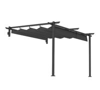 Outsunny Pérgola Techo terraza 3x3m Aluminio Pared Gris Oscuro | Cubierta de terraza, pabellón de jardín, techo ajustable, protección solar para terraza y jardín