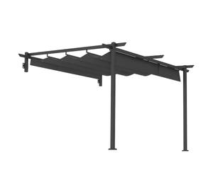 Outsunny Pérgola Techo terraza 3x3m Aluminio Pared Gris Oscuro | Cubierta de terraza, pabellón de jardín, techo ajustable, protección solar para terraza y jardín