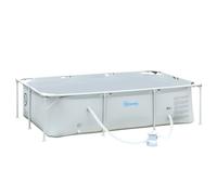 Outsunny Piscina Desmontable Tubular 252x152x65 cm con Depuradora de Cartucho 1200L/H Piscina Rectangular de Exterior para Adultos y Niños 2163L Gris