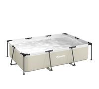 Outsunny Piscina Desmontable Tubular 316x238x66,5 cm 3701 L con Marco Metálico, Bomba de Filtración y Parche de Reparación Gris