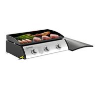 Outsunny - Plancha de gas, 3 quemadores, 7,5 kW, superficie de cocción 61 x 35,5 cm, con tapa, gas licuado/propano, portátil para exteriores, hasta 6/8 comensales, negro