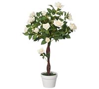 Outsunny Planta Artificial de Camelia Árbol Artificial Ø18x90 cm Verde