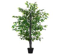 Outsunny Árbol de Ficus artificial 145 cm, 756 hojas con maceta, Verde, interior y exterior