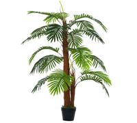 Outsunny Planta Artificial Palmera con 3 Troncos 19 Hojas Ø16x120 cm Verde | Árbol Artificial, para Decoración Hogar Oficina