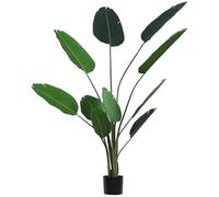 Outsunny Planta de Decoración Artificial de Palma Árbol Realista con Maceta 10 Hojas Ф18x180cm para Interior No Requiere Instalación