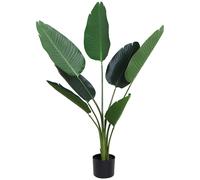 Outsunny Planta de Decoración Artificial de Palma Árbol Realista con Maceta 7 Hojas Ф15x120cm para Exterior e Interior No Requiere Instalación