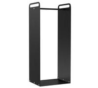 Outsunny Portador de leña interior soporte de leña interior con asas resistente a la oxidación y al desgaste 37 x 30 x 90 cm acero negro