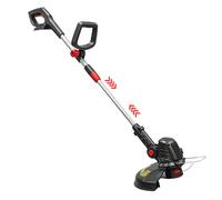 Outsunny Recortabordes a batería 2 en 1, desbrozadora con 30 cm de ancho de corte, mango ajustable y cabeza inclinable para jardín y patio Plateado