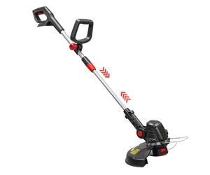 Outsunny Recortabordes a batería 2 en 1, desbrozadora con 30 cm de ancho de corte, mango ajustable y cabeza inclinable para jardín y patio Plateado