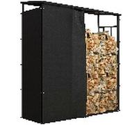 Outsunny - Refugio para leña, leñero, carga máxima 2000 kg, con cubierta protectora impermeable y techo de policarbonato, cobertizo para leña, 185 x 62 x 184 cm, estructura de metal, color negro Black