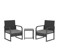 Outsunny Salón de Jardín en Rattan con 2 Sillones de Exterior y Mesita con Tablero de Vidrio, Negro Aosom España
