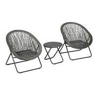 Outsunny Salon de jardín exterior de resina conjunto mesa y sillas para 2 personas mesa 2 sillas plegables Gris Aosom España