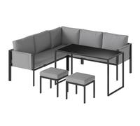 Outsunny Salón de jardín Sofá esquinero exterior 6 piezas Cojines 10cm Mesa alta y 2 reposapiés Gris Aosom España