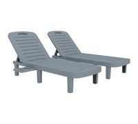 Outsunny Set 2 Tumbonas con Respaldo Regulable y Bandejas, en Polipropileno, 62x158x88 cm, Gris Oscuro Aosom España