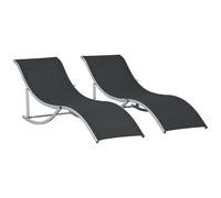 Outsunny Set 2 Tumbonas de Jardín Plegables en Aluminio y Texteline, 61x165x63 cm, Negro Aosom España