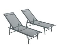 Outsunny Set 2 Tumbonas Jardín Exterior Reclinables 164x54x84 cm Gris Claro