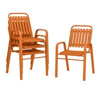 Outsunny Set 4 Sillas de Jardín Sillas de Exterior Apilables 56x66x91 cm Naranja Aosom España