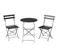 Outsunny Set Bistró Exterior, Mobiliario de Jardín Plegable con Mesa y 2 Sillas, Negro. Aosom España