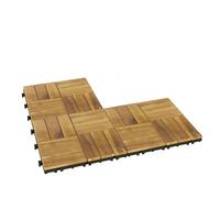 Outsunny Set de 10 Piezas Baldosas de Exterior de Madera 31x31 cm 0,91 m² Suelo de Jardín Exterior Antideslizantes Natural