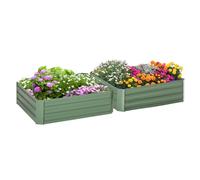 Outsunny Set de 2 Arriates de Jardín de Acero Huerto Urbano Jardinera Macetero Cuadrado para Cultivos Plantas Flores Patio Exterior 100x100x30 cm Verde Aosom España